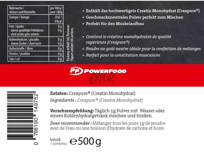 PowerFood One Pulver One – Creatine Powder Neutral 500 g