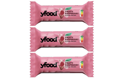 YFOOD Protein Riegel vegan Fruity Raspberry 3x 60 g/ Vegan