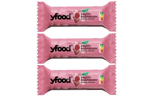 YFOOD Protein Riegel vegan Fruity Raspberry 3x 60 g/ Vegan
