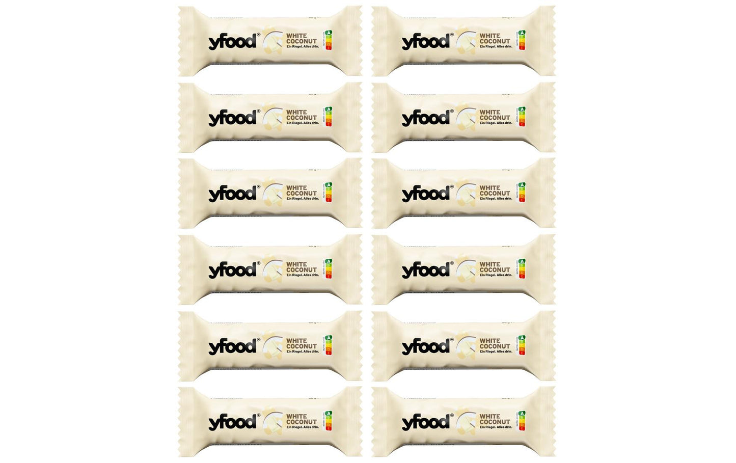 YFOOD Riegel White Coconut 12 x 60 g